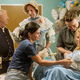Ken Jenkins (left), Bob Clendenin, Courtney Cox, Dan Byrd, Busy Philipps (TBS)